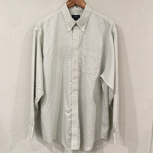 Brooks Brothers 346 Men XL Shirt Multicolored Button Up Plaid 100% Cotton Casual - Picture 1 of 10